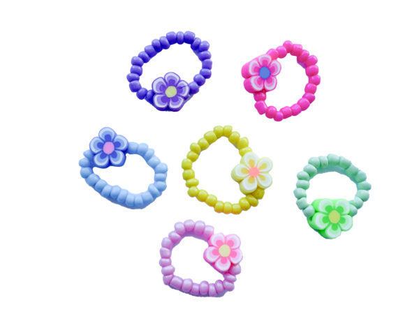 Pärlring m gummiband Blomma 50st